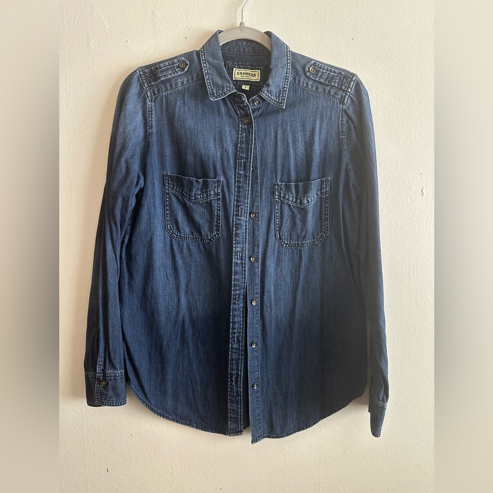 Express Boyfriend Denim Button Down - image 1